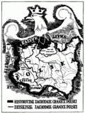 Historical Western Borders of Poland. Polish poster from interwar period