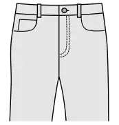 Curved inset pockets, with a coin or watch pocket on right front pocket[14]