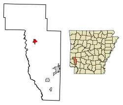 Location of Dierks in Howard County, Arkansas.