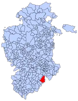 Municipal location of Huerta de Rey in Burgos province