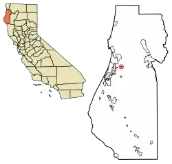Location of Blue Lake in Humboldt County, California.