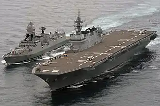 JS Kaga with INS&nbsp;Chennai during JIMEX 2020 exercise.
