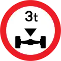No vehicles with axle weight greater than indicated