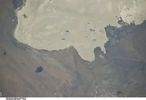 Southern shore of the lake, in Mongolia. May 2010