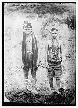 An Ifugao bridal pair (c. 1910). Note the kango or yang ngo on the man.