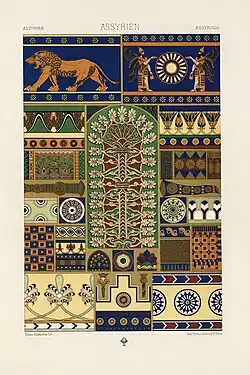 Assyrian patterns and motifs from L'Ornement Polychrome, by Albert Racinet&nbsp;[fr], 1888