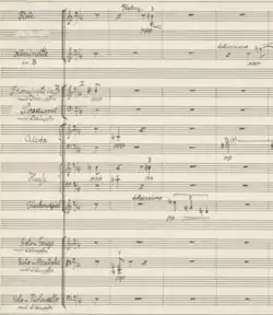 Incipit of Anton Webern's Fünf Stücke für Orchester Op. 10