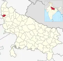 Location of Ghaziabad district in Uttar Pradesh