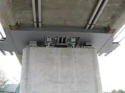 The southern riverside concrete pier with reaction plate viewed from the north side