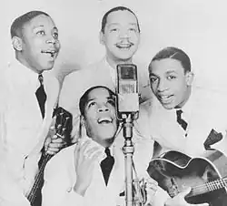 The Four Ink Spots c. 1937 (From L to R: Deek Watson, Bill Kenny (seated), Hoppy Jones and Charlie Fuqua