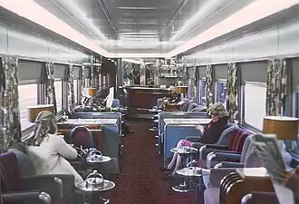 Interior of SP parlor car on Train 126, 1971