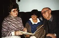 Irène Hamoir, left, and Louis Scutenaire, right, in 1985