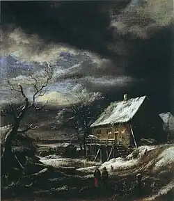 Jacob van Ruisdael, Winter Landscape with a Wooden House, c. 1667–1673