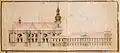 Original 18th century drawing of Provost Church of Saints Peter and Paul in Rajhrad by Santini