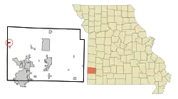 Location of Asbury, Missouri