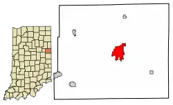 Location of Portland in Jay County, Indiana