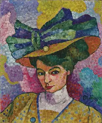 Jean Metzinger, c.1906, Femme au Chapeau (Woman with a Hat), oil on canvas, 44.8 x 36.8&nbsp;cm, Korban Art Foundation
