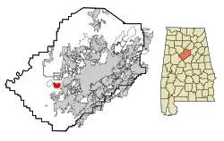 Location in Jefferson County and the state of Alabama