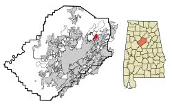 Location in Jefferson County and the state of Alabama
