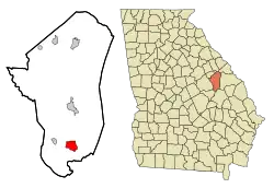 Location in Jefferson County and the state of Georgia