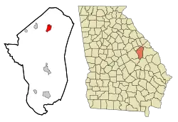 Location in Jefferson County and the state of Georgia