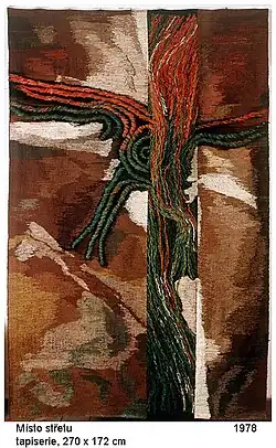 Place of Conflict, author's, hand-woven tapestry 270 × 172&nbsp;cm, 1978