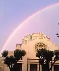 Rainbow arcing over the Grand Synagogue in 2016.