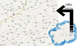 Jianhe in Guizhou, with township-level divisions