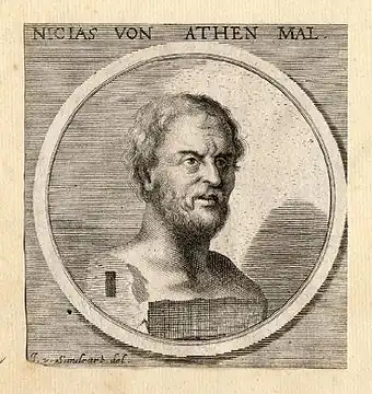 Artwork depicting a bust of Nicias