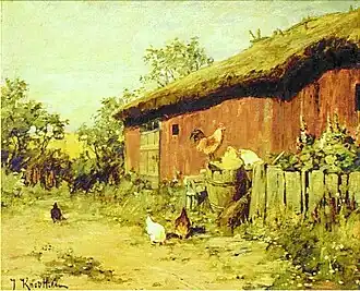 Hens behind the cowshed (1885)