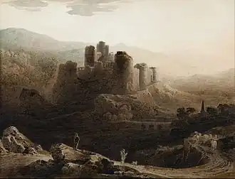 Moonlight, Chepstow Castle (1815). Watercolour with gum arabic. Art Gallery of South Australia, Adelaide