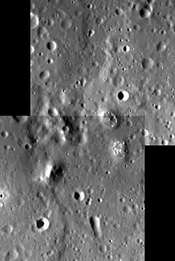 Detail of interior showing two patches of hollows right of center