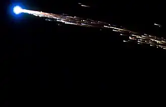 Jules Verne re-enters the Earth's atmosphere southwest of Tahiti.