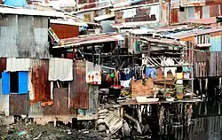 Clustered shacks made out of corrugated iron sheets