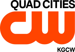 The CW network logo in red-orange, with "Quad Cities" above it in black and "K G C W" small in the lower right corner.