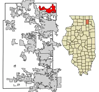 Location of Carpentersville in Kane County, Illinois.