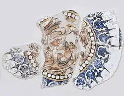 Kara-Khanid medallion with fighting birds, Afrasiab, circa 1200 CE.[32]