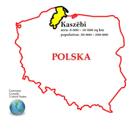 Location of Kashubia in Poland