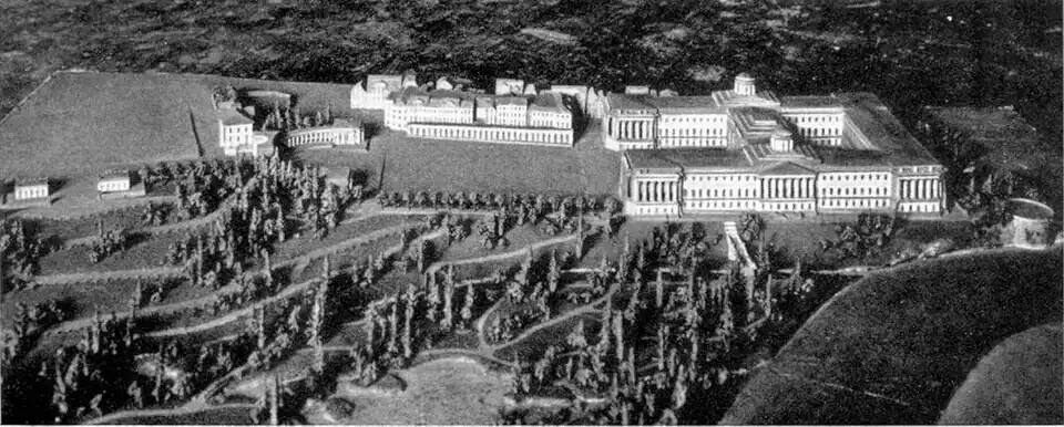 Design model of the palace with its immediate surroundings