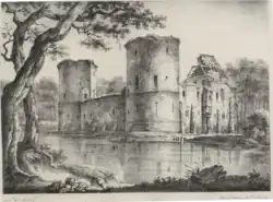 The castle's ruins depicted in Collection des principales vues des Pays-Bas (1823–24)