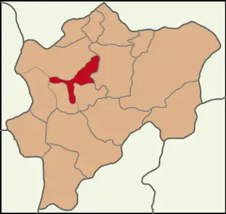 Map showing Melikgazi District in Kayseri Province