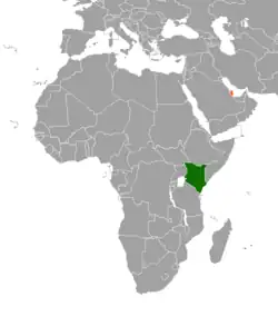 Map indicating locations of Kenya and Qatar