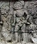 A kris depicted on the Panataran temple relief. From the main temple bears the date of 1269 saka or 1347&nbsp;CE.