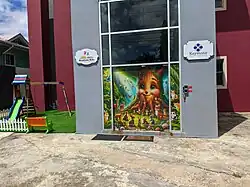 AI generated art used at the entrance of a school