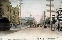 Photographic postcard of the New York Standard Oil Yokohama Branch (left), designed by Shimoda and completed in 1904