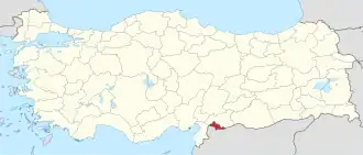 Location of the province within Turkey