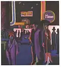Street Scene at Night by Ernst Ludwig Kirchner, 1926-27