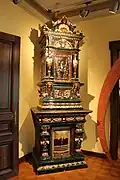 Renaissance Revival tiled stove in the Šustalova vila (Kopřivnice, Czech Republic)