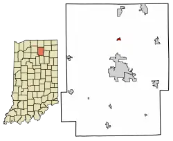 Location of Leesburg in Kosciusko County, Indiana.
