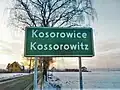 Polish/German place-name sign in Kosorowice